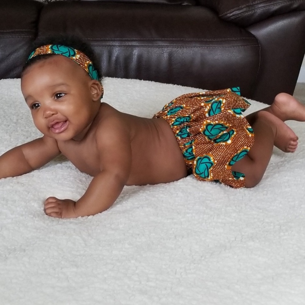 Babies So Klutch Girls African Gathered Skirt and Headband Set, Various Sizes - Picture 4 of 10